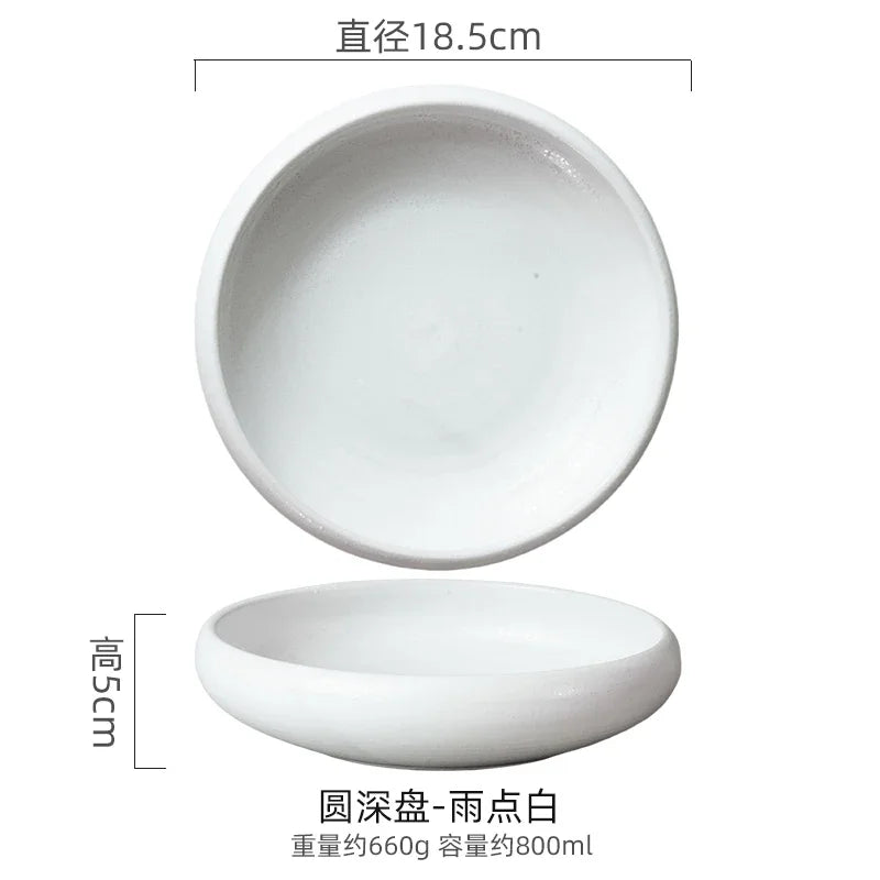 Japanese Round Deep Plate – Stoneware Dinner & Pasta Bowl