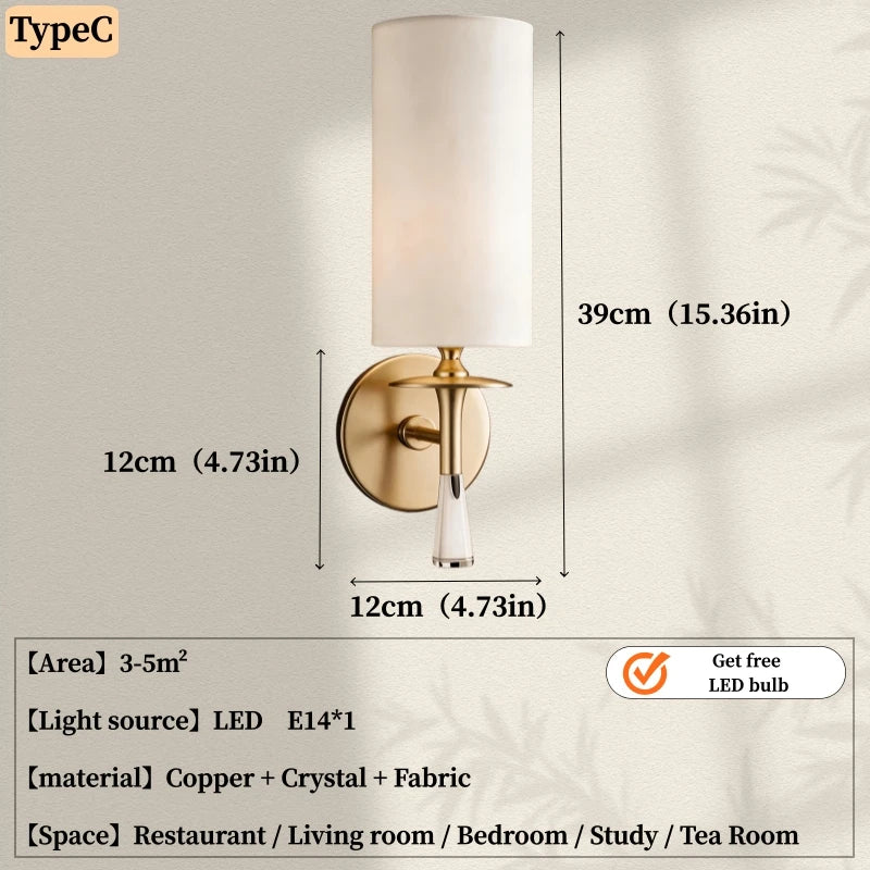 Applique Murale Cylindrique Haute Style Classique Chaleureux