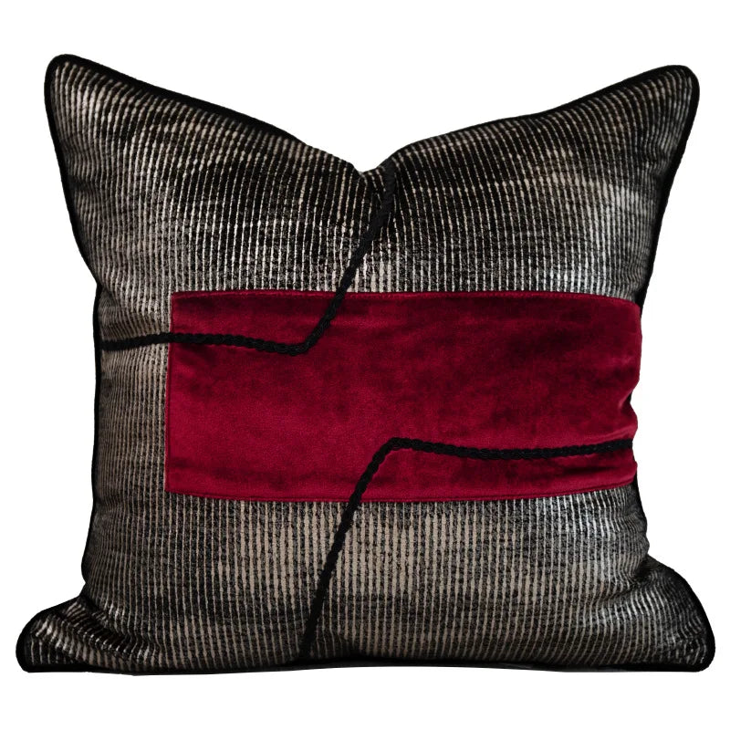 Housse de Coussin Lombaire Effet Python avec Pompon Art Déco