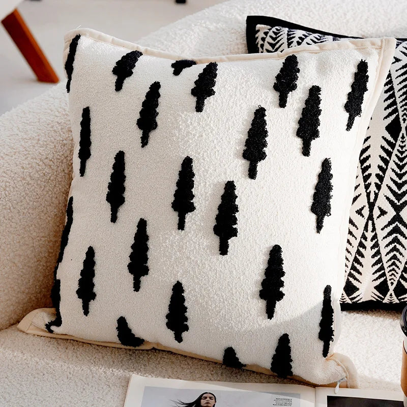 Housse de Coussin Rétro Française Noire