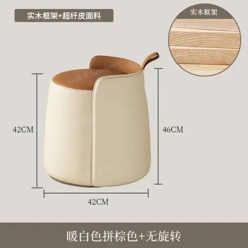 Tabouret d'Assise Rembourré en Cuir - Design Nordique