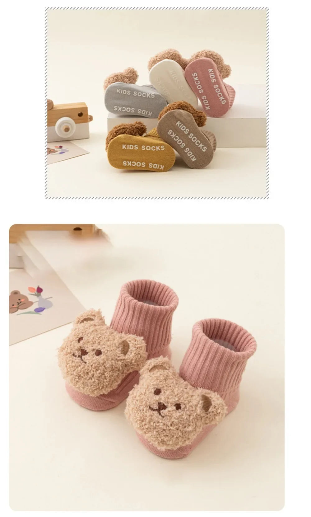 Chaussettes Bébé Hiver Motif Ourson Épaisses
