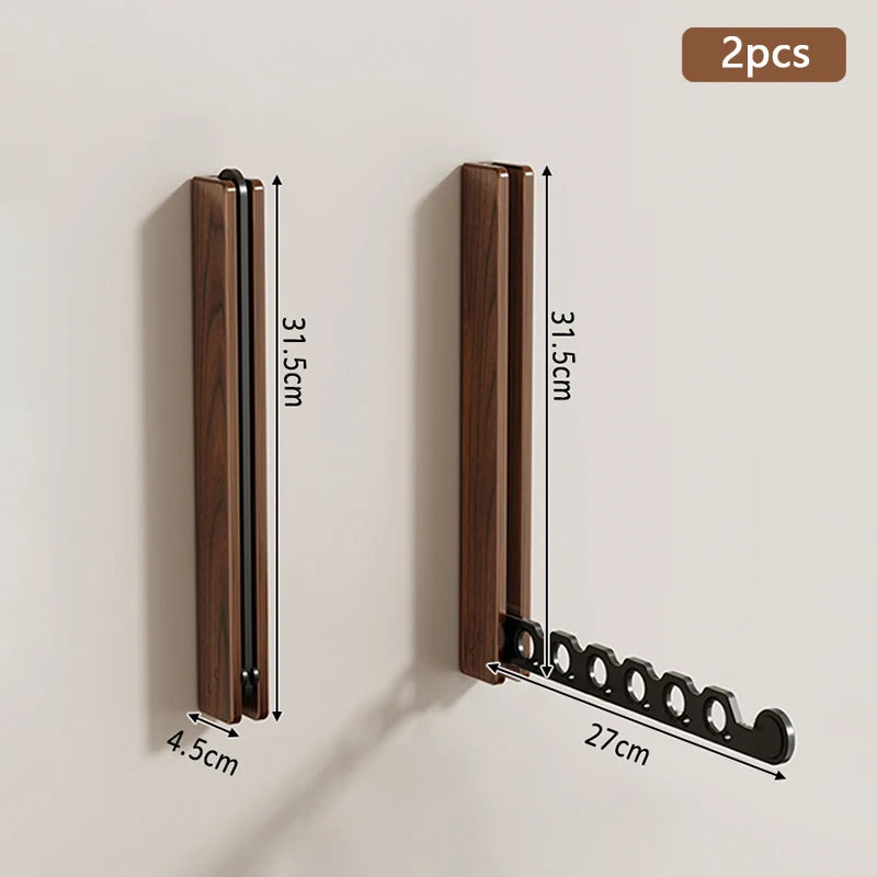 Porte-Vêtements Mural en Bois - Pliable et Escamotable