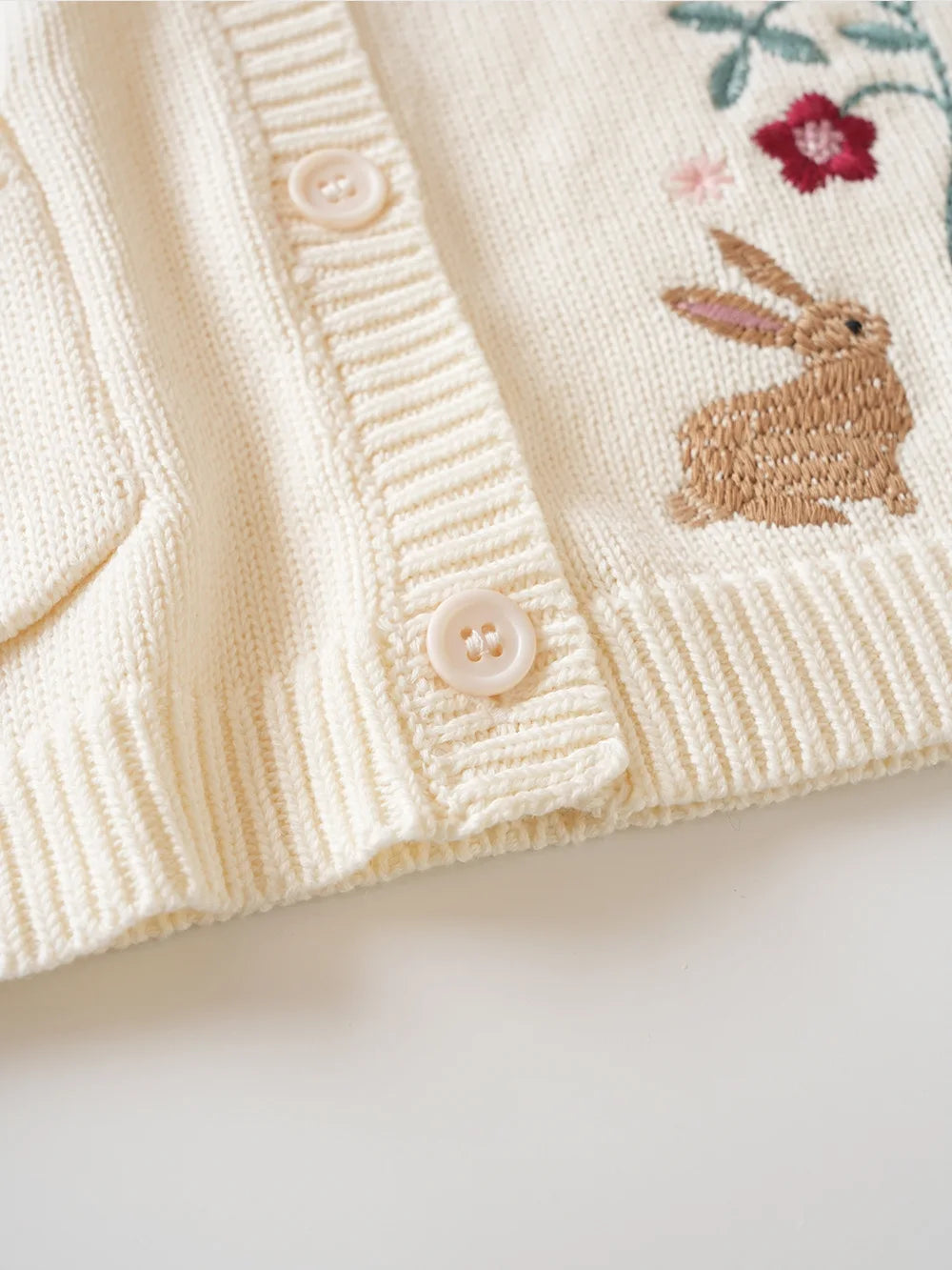 Cardigan Fille Brodé Motif Champignon