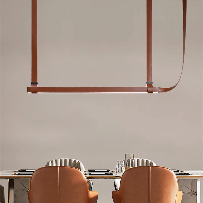 Lustre en Cuir Suspendu Style Moderne pour Cuisine