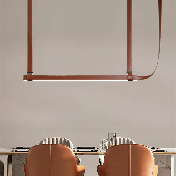 Lustre en Cuir Suspendu Style Moderne pour Cuisine