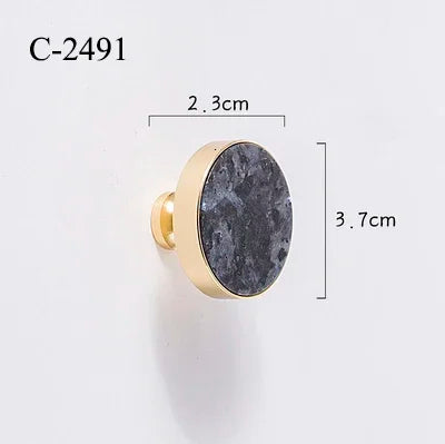 Natural Stone & Brass Knob – Cabinet Hardware