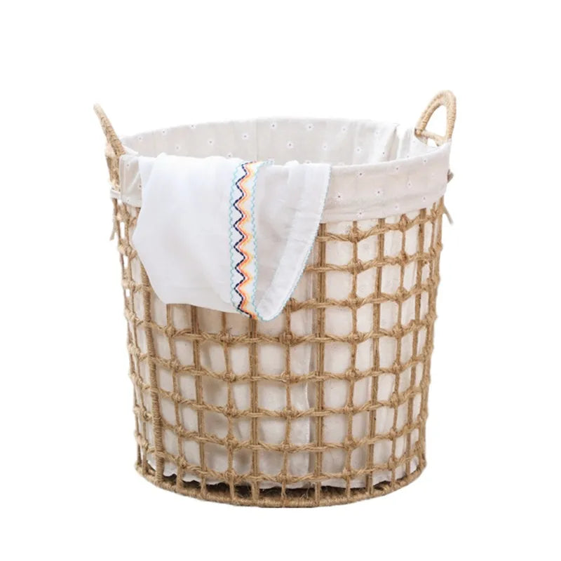 Panier à Linge Tressé Coton et Lin Respirant