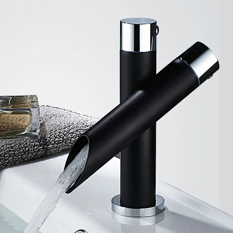 Robinet de Lavabo Noir Mitigeur Mural Moderne