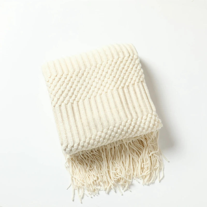 Jeté Boho Blanc Texturé - Grand Format Chunky