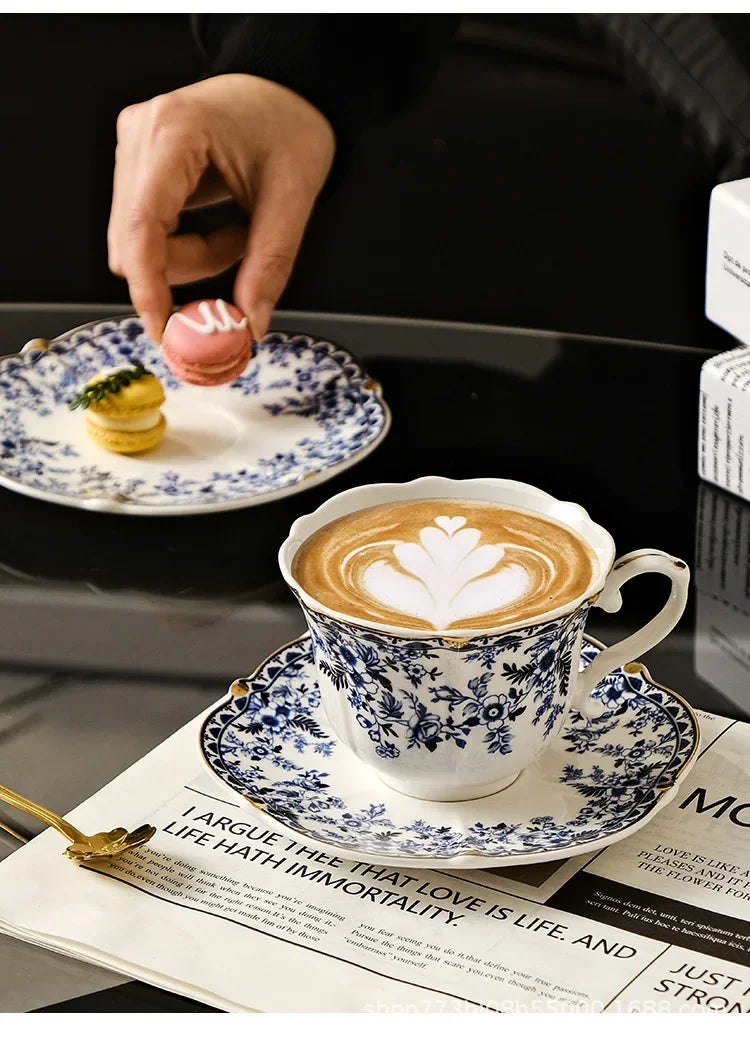 Tasse à Café en Porcelaine Bleu et Blanc Style Anglais