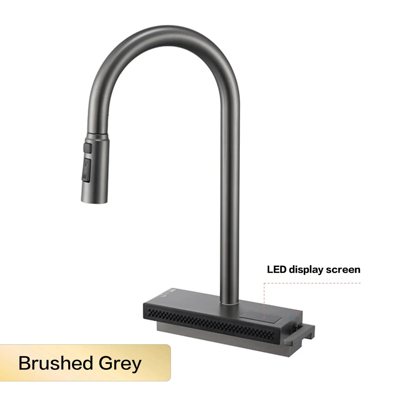Robinet de Cuisine Extractible Écran LED Gris Métal