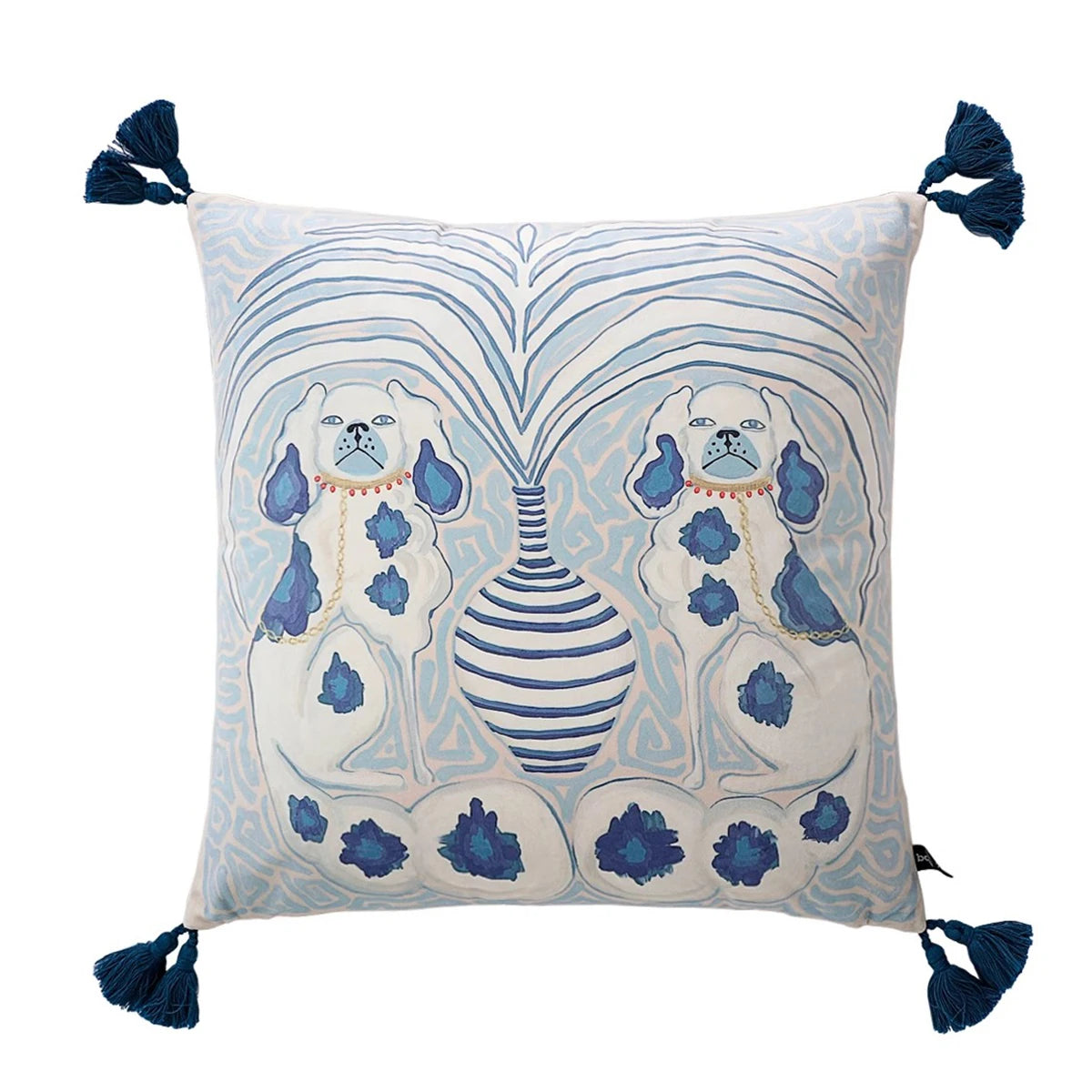 Housse de Coussin Velours Motif Léopard à Pompons