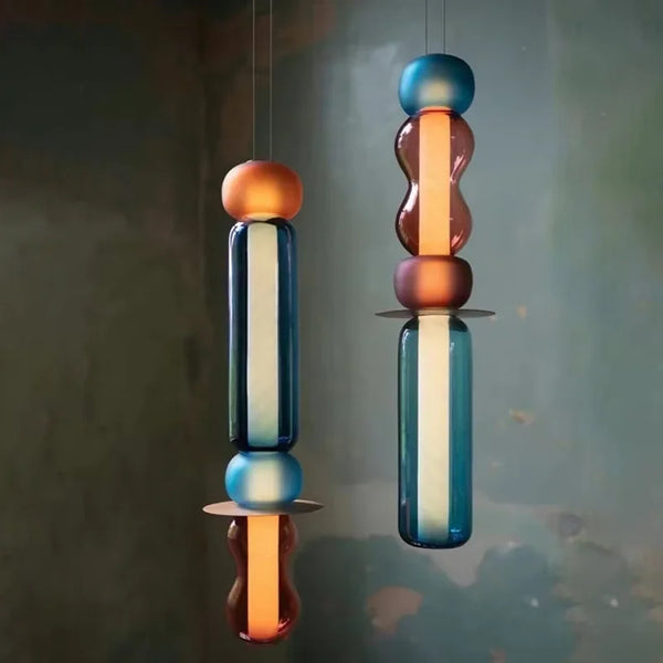 Suspension Design en Verre Coloré Vitrail
