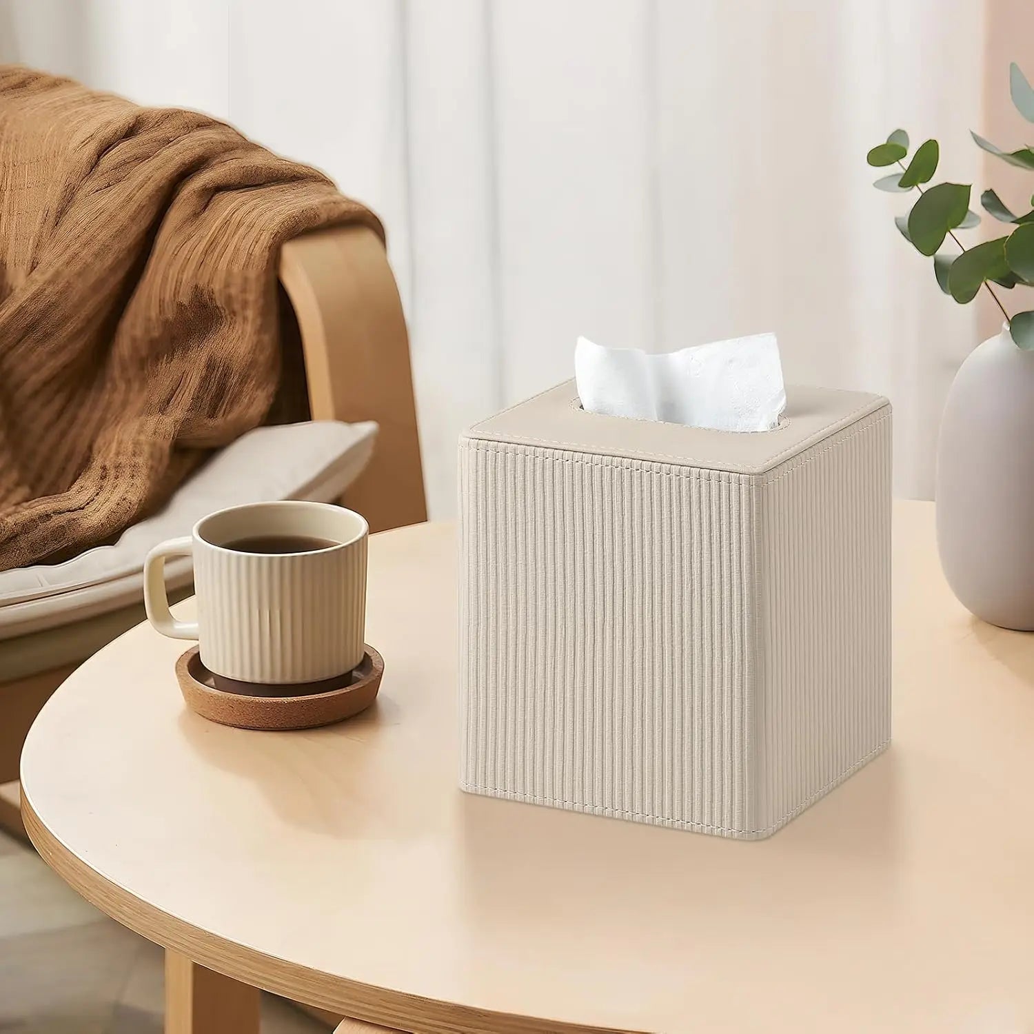 Boîte à Mouchoirs Cuir PU Fermeture Magnétique