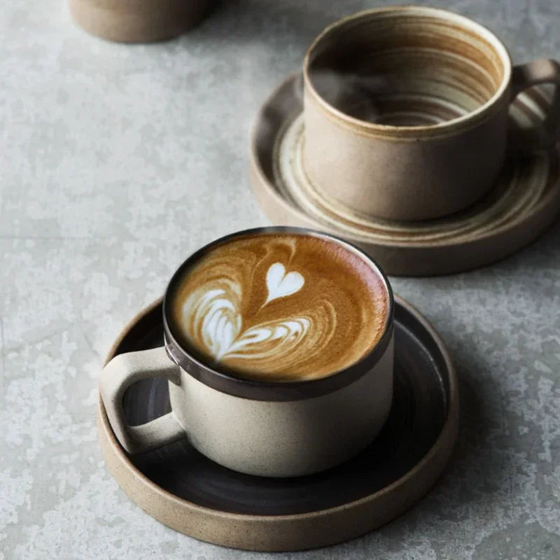 Set Tasse et Soucoupe Grès Style Japonais Fait Main