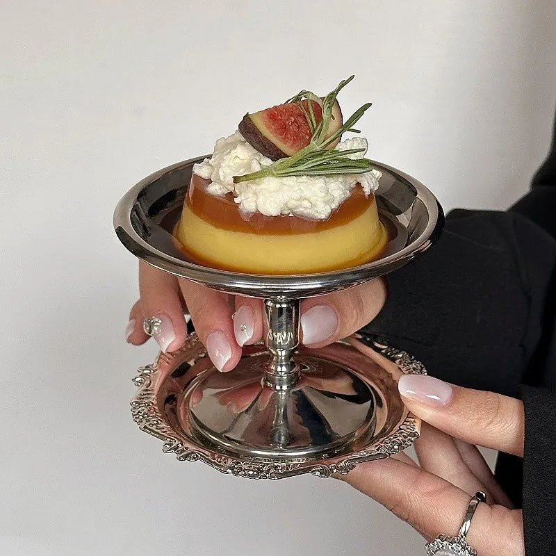 Coupe à Dessert Acier Inoxydable Style Rétro Base Haute