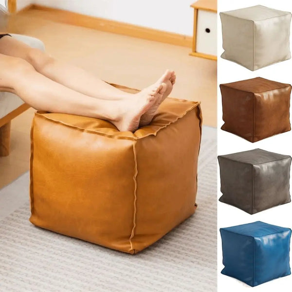 Pouf de Rangement en Cuir PU - Style Nordique Empilable