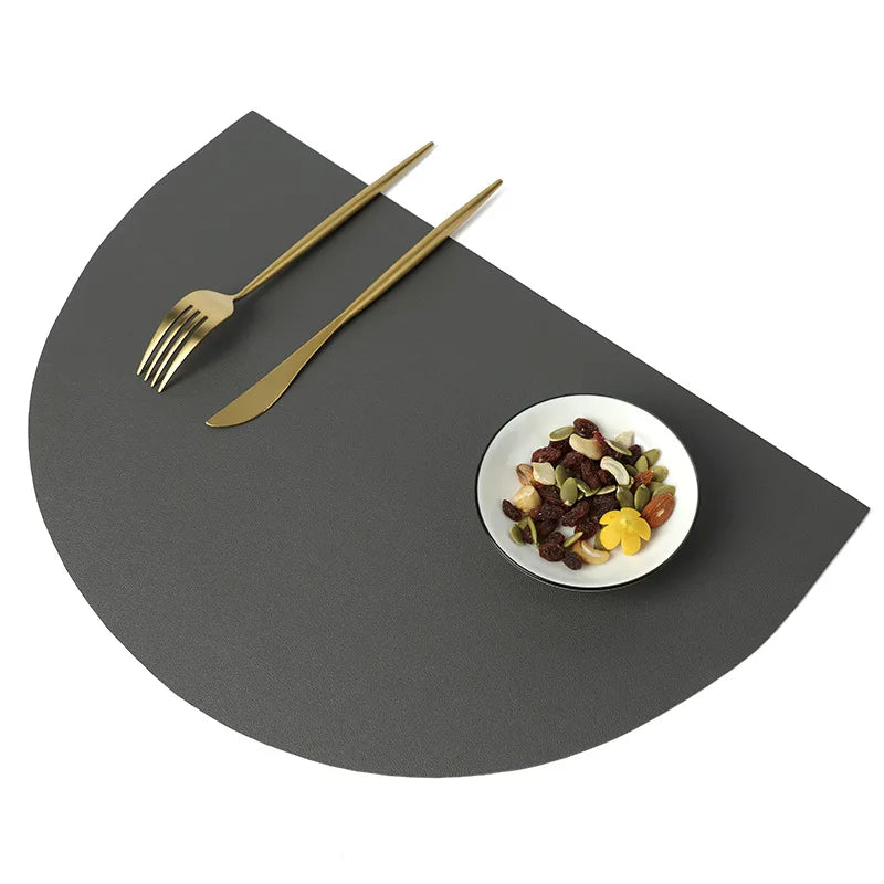 PU Leather Placemat – Semicircle Waterproof Table Mat