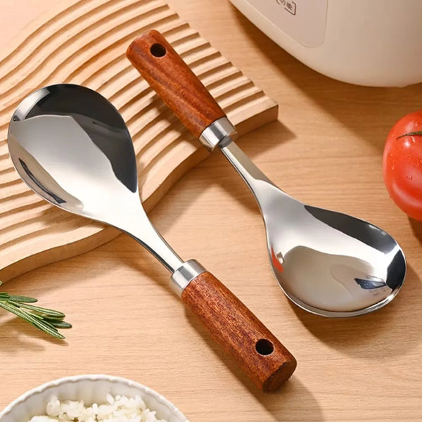 Cuillère à Riz Acier Inoxydable Manche Bois 22cm