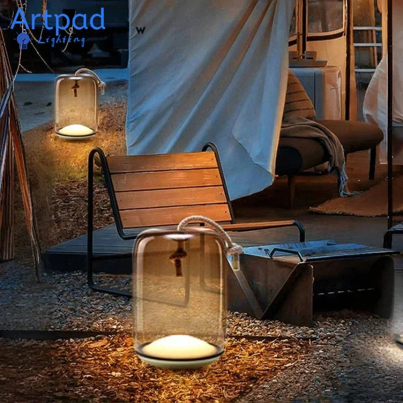 Outdoor LED Glass Lantern – Waterproof Garden Landscape Light