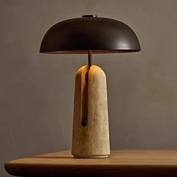 Lampe de Table Champignon en Travertin Style Wabi-Sabi