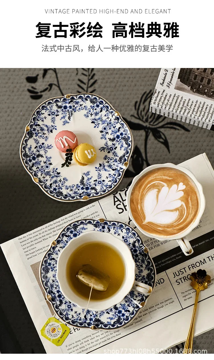 Tasse à Café en Porcelaine Bleu et Blanc Style Anglais