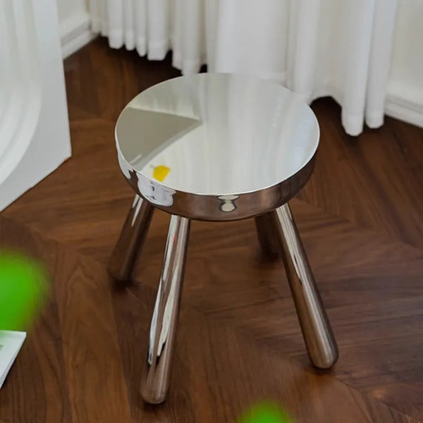 Tabouret Argenté en Acier Inoxydable Style Nordique 34x34x41cm