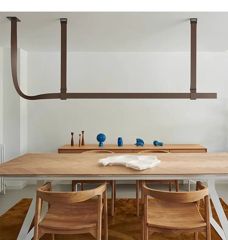 Lustre en Cuir Suspendu Style Moderne pour Cuisine