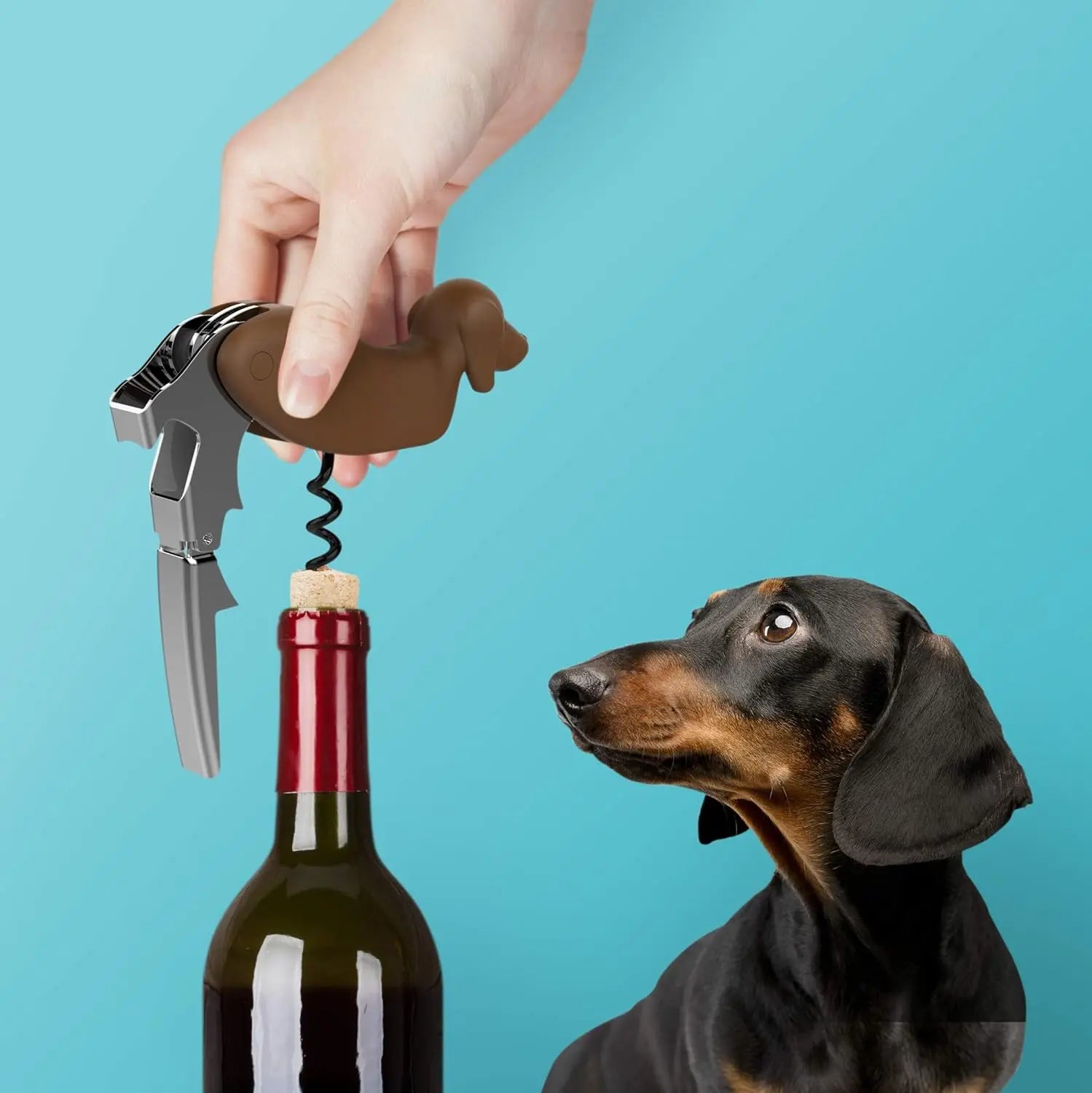 Tire-Bouchon Forme Chien avec Coupe-Capsule
