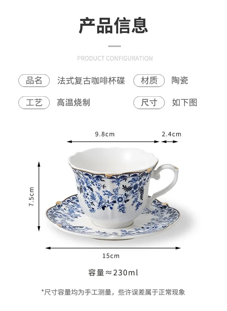 Tasse à Café en Porcelaine Bleu et Blanc Style Anglais