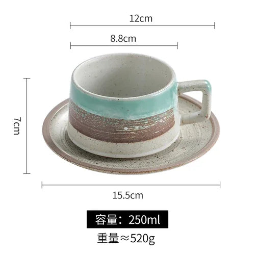 Service à Café en Grès Brut Style Japonais Rétro