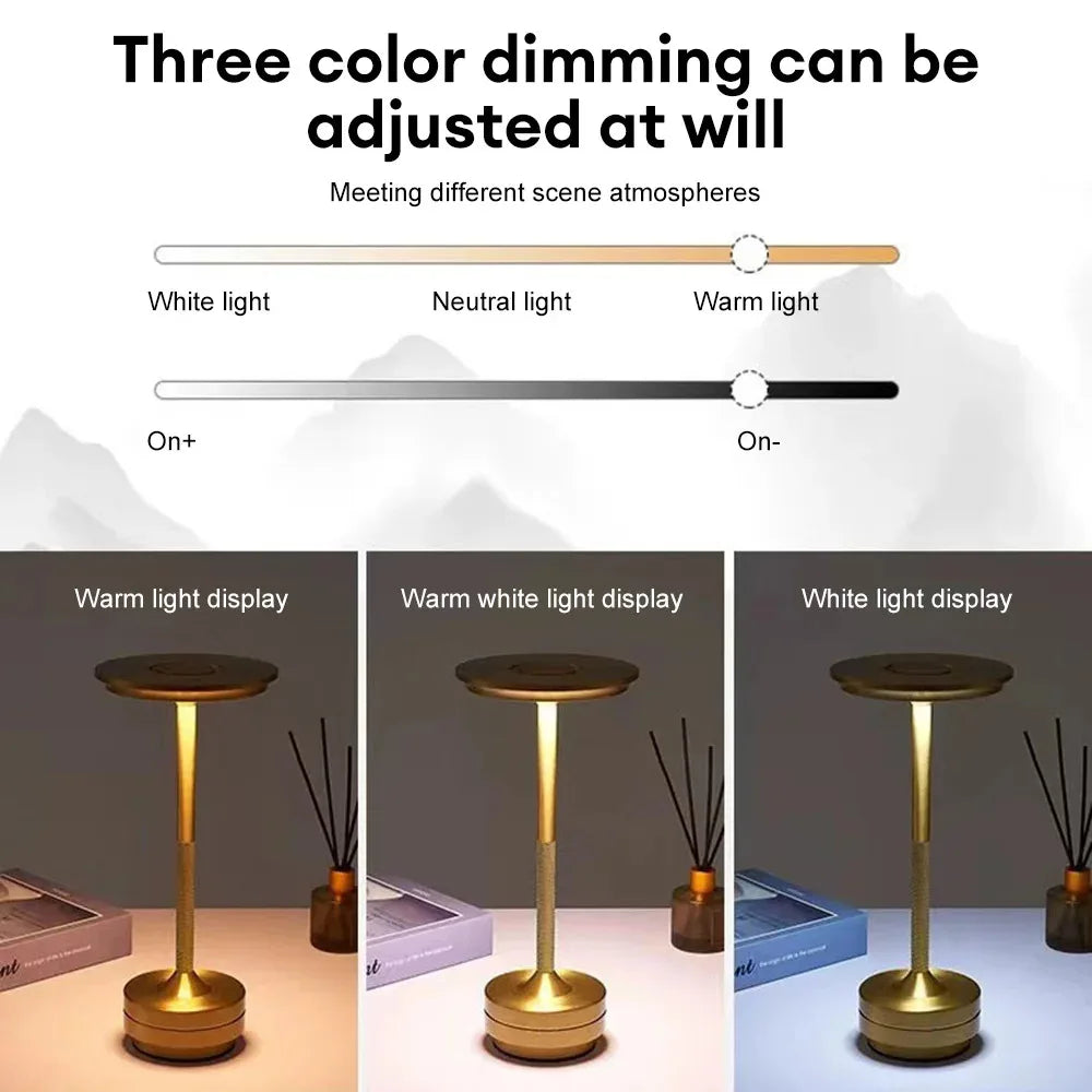 Lampe de Table Sans Fil Tactile Rechargeable Style Rétro