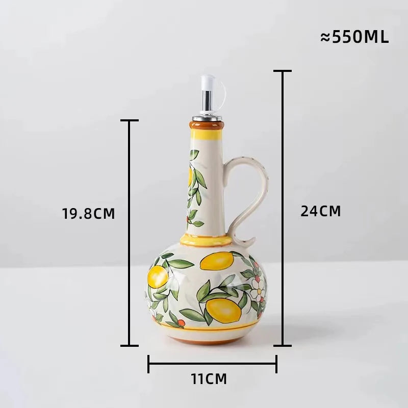 Distributeur d'Huile d'Olive en Céramique Gaufrée