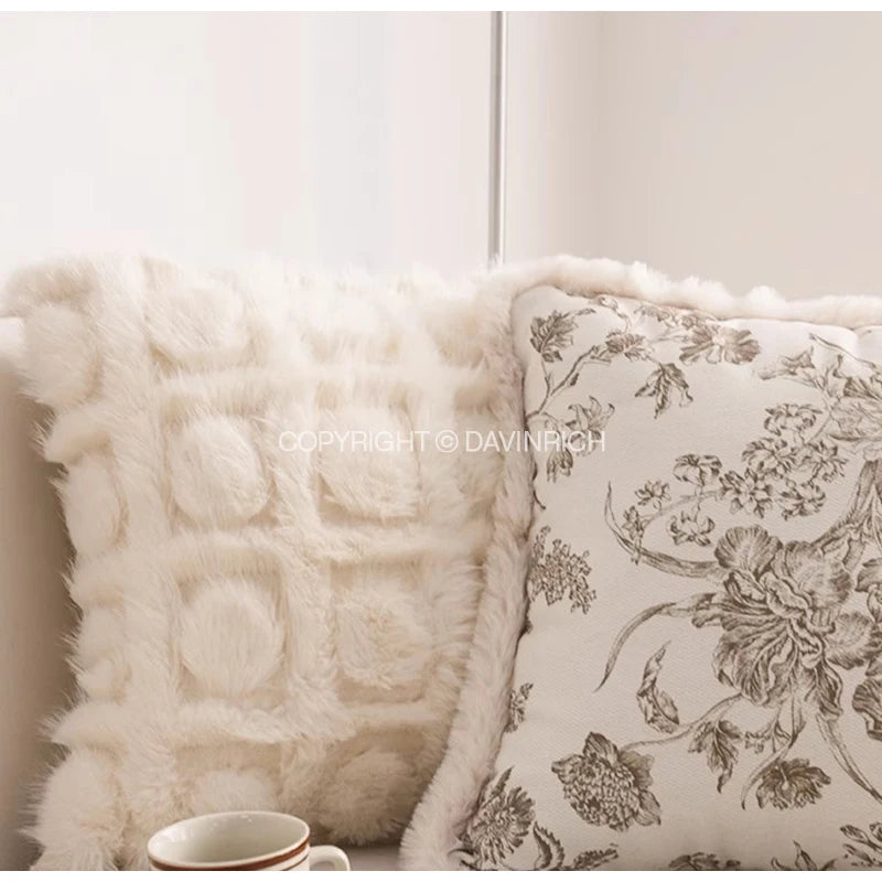 Housse de Coussin Arches Géométriques Effet Fourrure